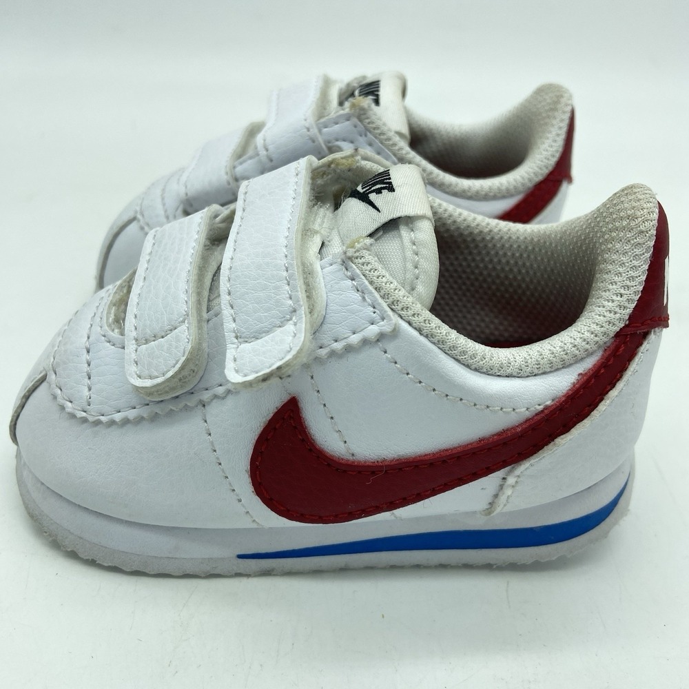 Nike Cortez Toddler Kids White/Red/Blue size 4 Forest Gump Shoes Sneakers Retro‎